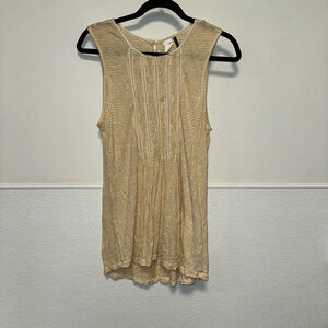 Women's Anthropologie Tank Top Size M mustard Yellow Striped Sleeveless